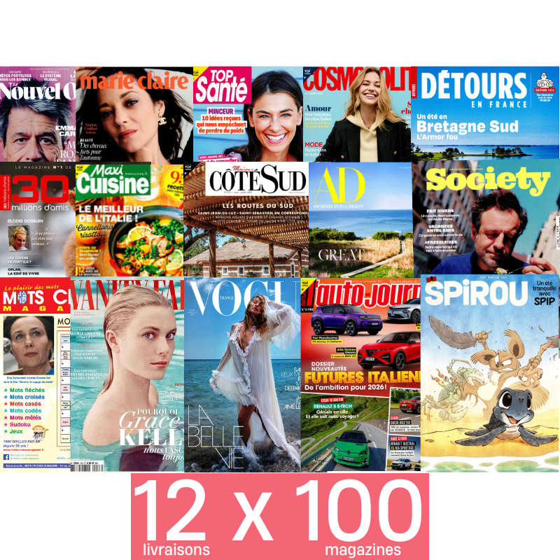 Recevez 12 box de 100 magazines par an, une livraison chaque mois